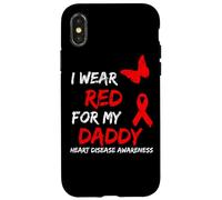 Carcasa para iPhone X/XS Heart Disease Awareness I Wear Red For My Daddy Ribbon