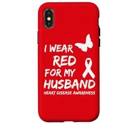 Carcasa para iPhone X/XS Heart Disease Awareness I Wear Red For My Husband Ribbon