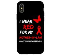 Carcasa para iPhone X/XS Heart Disease I Wear Red For My Mother-In-Law Ribbon