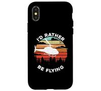 Carcasa para iPhone X/XS Helicopter Funny Pilot Gift I'D Rather Be Flying Retro