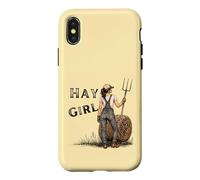 Carcasa para iPhone X/XS Heno Girl Funny Farm Cowgirl Western Rustic Granero Vida