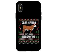 Carcasa para iPhone X/XS Hereford - Suéter Feo de Navidad para Ganado, diseño de Vaca