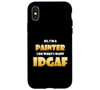 Carcasa para iPhone X/XS Hi I'm a Painter Artist Paint Brush Idgaf Funny Art Painting