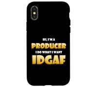 Carcasa para iPhone X/XS Hi I'm a Producer Idgaf Funny Song Music or Movie Producing