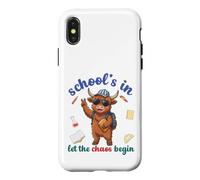 Carcasa para iPhone X/XS Highland Cow Regresa a la Escuela Vibra Escuelas En Que Comience el Caos
