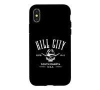Carcasa para iPhone X/XS Hill City South Dakota USA - Recuerdo con diseño de Calavera Envejecida