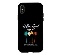 Carcasa para iPhone X/XS Hilton Head Island Carolina del Sur Coloridas Palmeras Retro