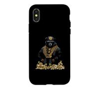 Carcasa para iPhone X/XS Hip Hop Bear Rapper with Chains and Money Bags