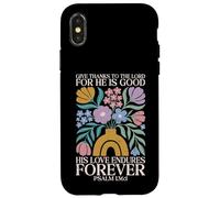 Carcasa para iPhone X/XS His Love Endures Forever Salmo 136 1 Verso de la Biblia Cristiano
