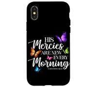 Carcasa para iPhone X/XS His Mercies Are New Every Morning Biblia Verso Mariposa
