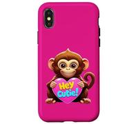 Carcasa para iPhone X/XS Hola Cutie. Animal Gracioso, Saludo
