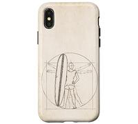 Carcasa para iPhone X/XS Hombre de Vitruvio Chica Surfera con Mini-Malibú