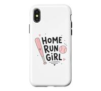 Carcasa para iPhone X/XS Home Run Girl Softball Player Pink Bat Sports Lover Design