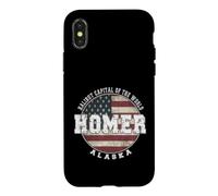 Carcasa para iPhone X/XS Homer Alaska, Bandera Americana Vintage