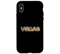 Carcasa para iPhone X/XS Horizonte de Las Vegas con Edificios icónicos en Negrita Texto de Las Vegas