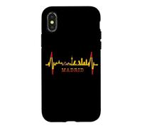 Carcasa para iPhone X/XS Horizonte de Madrid Skyline Latido Pulso Bandera Amo Madrid