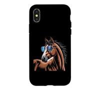 Carcasa para iPhone X/XS Horse Stuff Gafas de Sol Caballos Salvajes Montar a Caballo Divertido