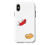 Carcasa para iPhone X/XS Hot Dog Saltando En Bun Retro Summer BBQ Grill 4 de Julio