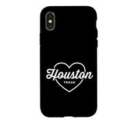 Carcasa para iPhone X/XS Houston Texas Love Heart Retro Script Travel America Dark