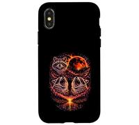Carcasa para iPhone X/XS Howling Raccoon 3, Luna roja, Eclipse, Cielo Nocturno, Vintage