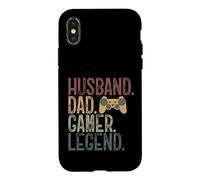 Carcasa para iPhone X/XS Husband Dad Gamer Legend Funny Gaming Dad Retro