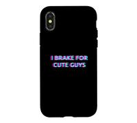 Carcasa para iPhone X/XS I Brake For Cute Guys Men Gay Pride LGBTQ Rainbow Humor