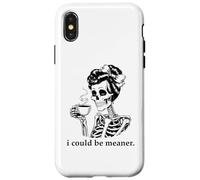 Carcasa para iPhone X/XS I Could Be Meaner Skeleton Drinking Coffee Cup Mean Coworker