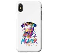 Carcasa para iPhone X/XS I Could Be Meaner Skull Butterfly Art, Dark Gothic Floral