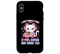 Carcasa para iPhone X/XS I Just Really Love K-Pop Ramen y Boba Tea Cute Cat