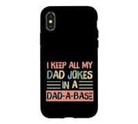 Carcasa para iPhone X/XS I Keep All My Dad Jokes In A Dad-A-Base Retro Father's Day