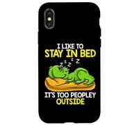 Carcasa para iPhone X/XS I Like to Stay in Bed It’s Too Peopley Outside, Dinosaur