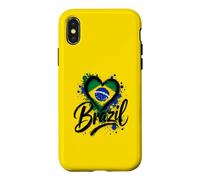 Carcasa para iPhone X/XS I Love Brazil Vacaciones Viaje Corazón Bandera Arte Diseño Turístico