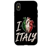 Carcasa para iPhone X/XS I Love Italy - Bandera anatómica de Italia, Regalo de Viaje