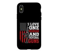 Carcasa para iPhone X/XS I Love-One Woman and Several Guns Lover American Flag Funny