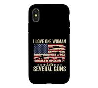 Carcasa para iPhone X/XS I Love-One Woman and Several Guns Lover American Flag Funny