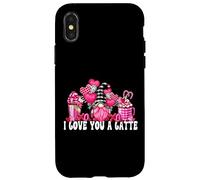 Carcasa para iPhone X/XS I Love You A Latte Pink Buffalo Plaid Decor Valentines GNOME