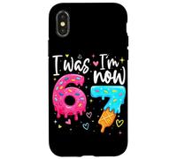 Carcasa para iPhone X/XS I Was 6 Now I'm 7 Years Old Birthday Six Seven Kids Party