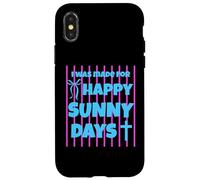 Carcasa para iPhone X/XS I Was Made For Happy Sunny Days - Lazo a Rayas Rosas