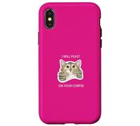 Carcasa para iPhone X/XS I Will Feast on Your cadáver Lindo Gato Gatito Divertido Humor Oscuro