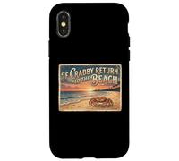 Carcasa para iPhone X/XS If Crabby Return To The Beach Vintage Crab Sunset Divertido