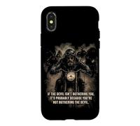 Carcasa para iPhone X/XS If The Devil Isn'T Bothering You... Men Christian Motorcycle