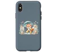 Carcasa para iPhone X/XS Ilustración caprichosa del Zorro del Paraguas