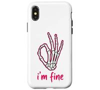 Carcasa para iPhone X/XS I'm Fine Funny Skeleton Hand Thumbs Up Hand Sign Humor Oscuro
