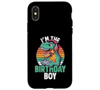 Carcasa para iPhone X/XS I'm The Birthday Boy Gaming T-Rex Cumpleaños a Juego