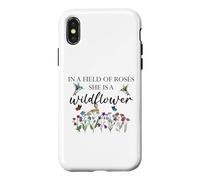 Carcasa para iPhone X/XS In a Field of Roses She is a Wildflower Hummingbird Floral