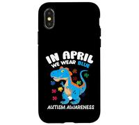 Carcasa para iPhone X/XS In April We Wear Blue Autism Awareness Month Dinosaur T-Rex