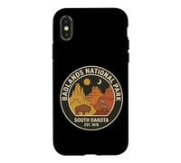 Carcasa para iPhone X/XS Insignia de Vida Silvestre Retro del Parque Nacional Badlands de Dakota del Sur