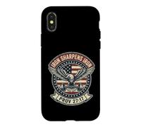 Carcasa para iPhone X/XS Iron Sharpens Iron Christian Men Bible Scripture Gym Workout