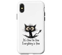 Carcasa para iPhone X/XS It's Fine I'm Fine Funny Chaotic Cat Meme Morning Mood