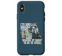 Carcasa para iPhone X/XS I've Done Horrible Things for Money Funny Raccoon Cansado Work